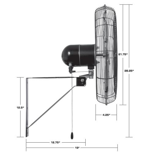 Hurricane Pro Commercial Grade Oscillating Wall Mount Fan 20 In