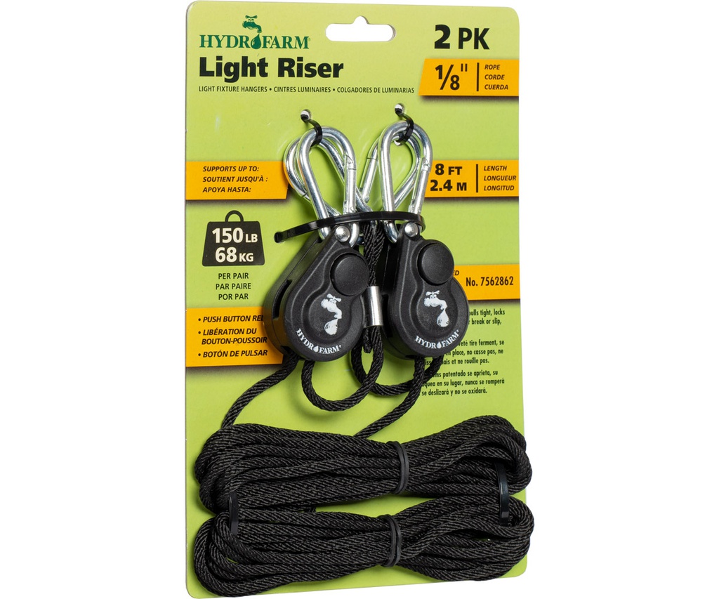 Hydrofarm Light Riser Hanging System w/Push Button Release, 1/8 in