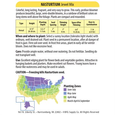 Wetsel Seed Jewel Mix Nasturtium Seed - 4g Packet