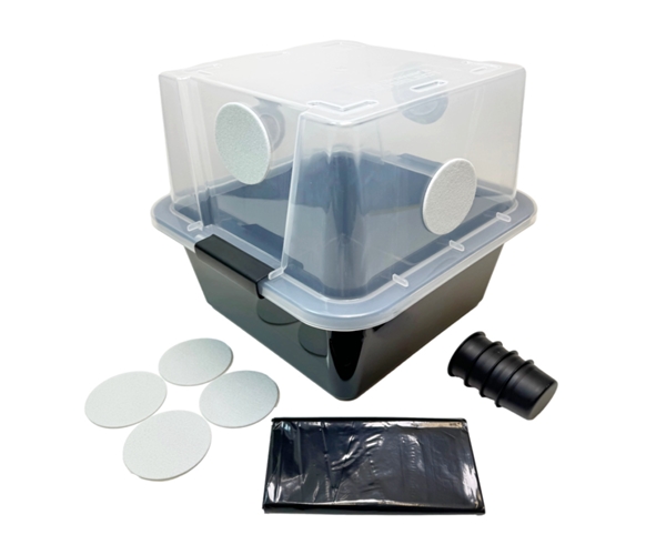 Grower's Select SMALL Mushroom Monotub Fruiting Chamber with Filter Disks and Liner, 28 qt