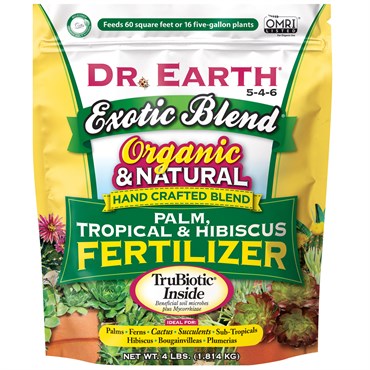 Dr. Earth Exotic Blend Palm Tropical & Hibiscus Fertilizer 5-4-6, 4 lb