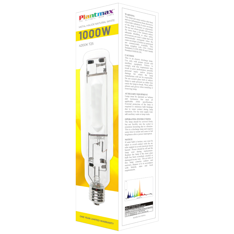 PlantMax Metal Halide Natural White Lamp, 1,000 Watt