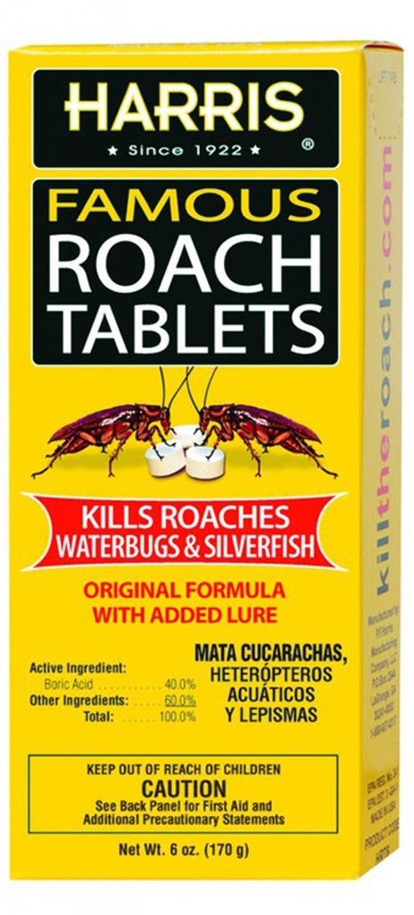 Harris Famous Roach Tablets Also Kills Waterbugs & Silverfish