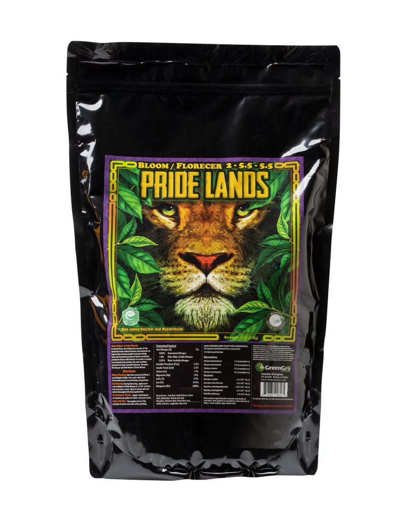GreenGro Biologicals Pride Lands Bloom Fertilizer, 10 lb