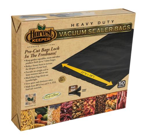 [HGC744356] Harvest Keeper Black / Black Precut Seal Bags, 11 in x 18 in, 50-Pack